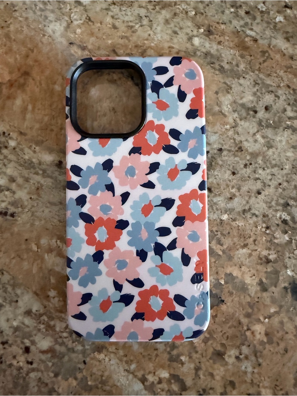 Floral Protective Phone Case — Pink, Light Blue & Navy